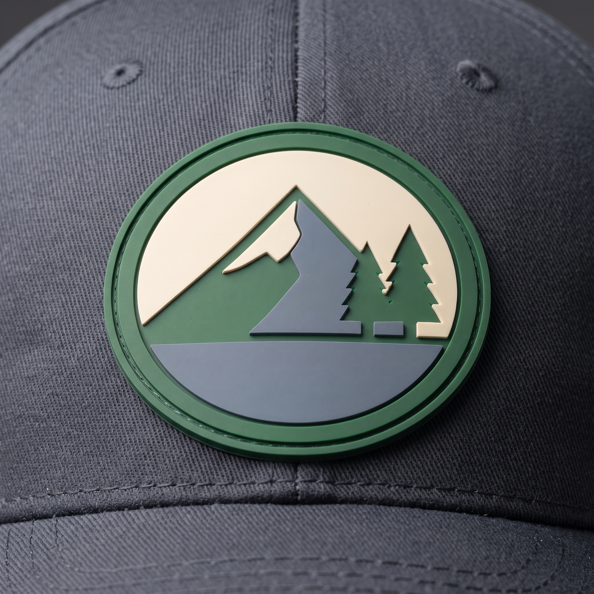 2D-PVC-Patch vorne auf grauer Cap